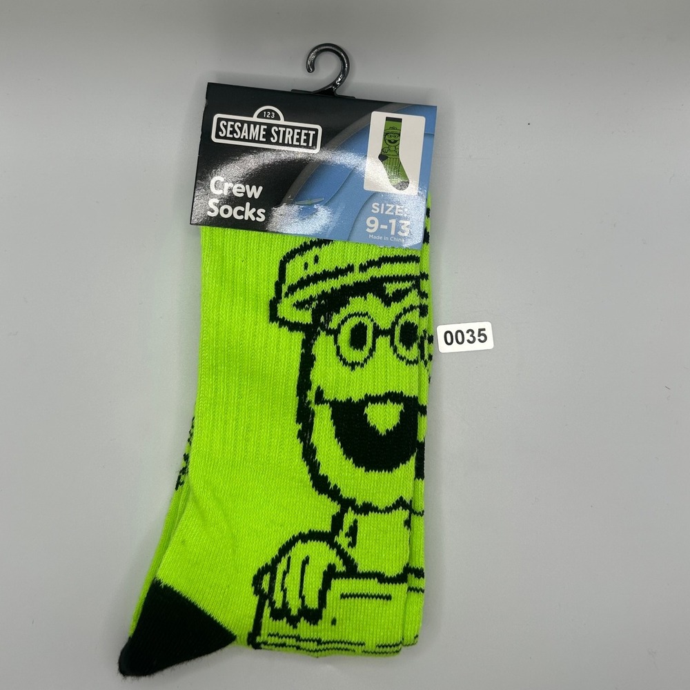 Sesame Street Crew Socks Size 9-13 Neon Green Ernie Character Fun